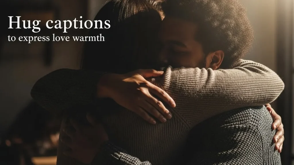 Hug captions to express love warmth